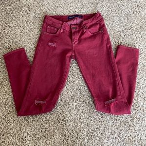 Red skinny pants